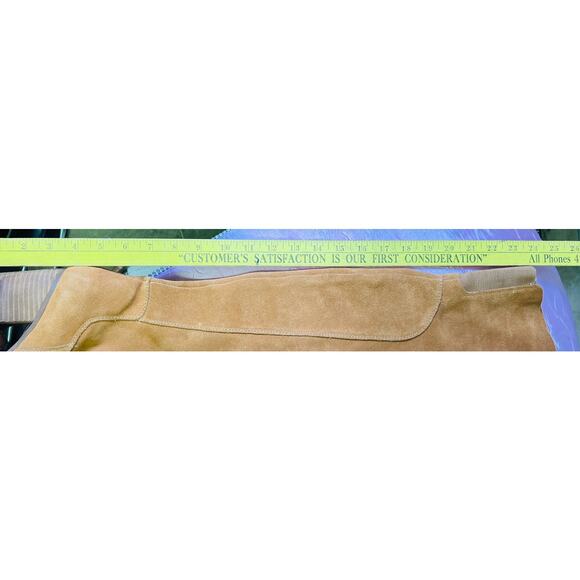 🤎 KDB Tan Suede Knee High Boots 7.5 Block Heel Western Fall Tall Zip Softcore - Picture 8 of 8